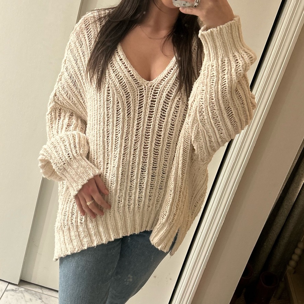 Free People Oversized Crochet Sweater